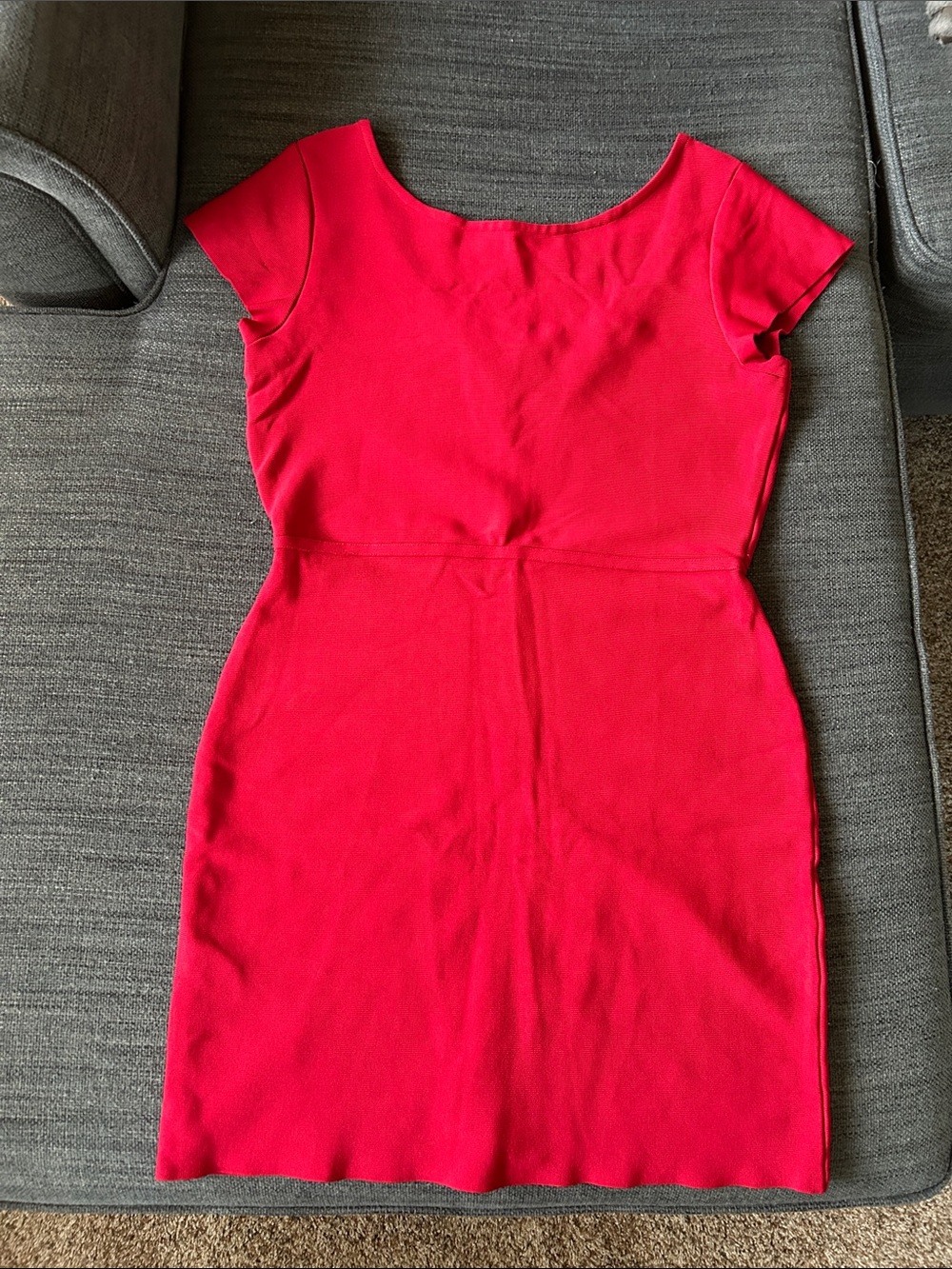 BCBGMaxAzria Bright Red Cap-Sleeve Bodycon Dress, L